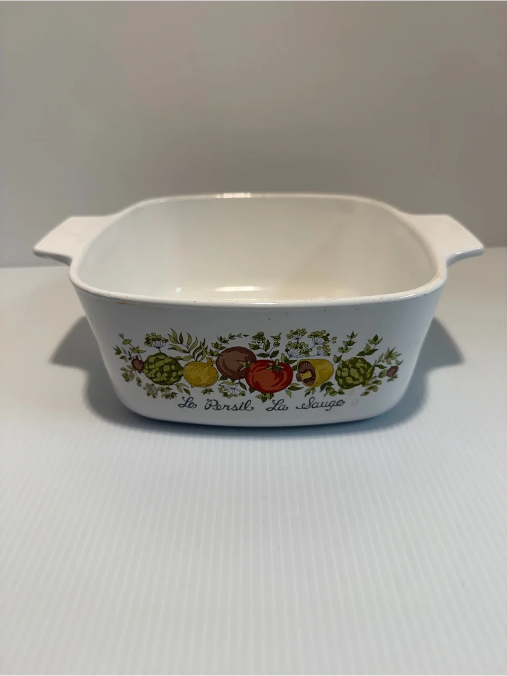 Vintage CorningWare 1.5 Quart Square Baker Casserole Dish, Spice of Life No Lid